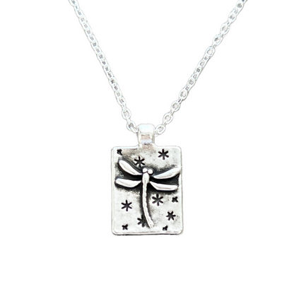 Tiny Dragonfly Pendant Necklace Minimalist Nature Jewelry Gift Silver