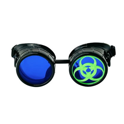 Mad Scientist Goggles – Biohazard - Cosplay Eyewear -  blue, purple, red, green lenses