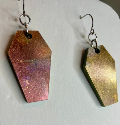 Holographic Coffin Resin Earrings
