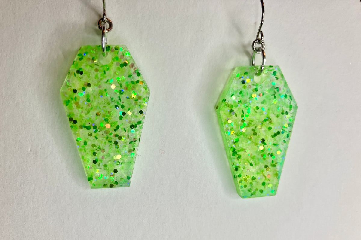 Holographic Coffin Resin Earrings