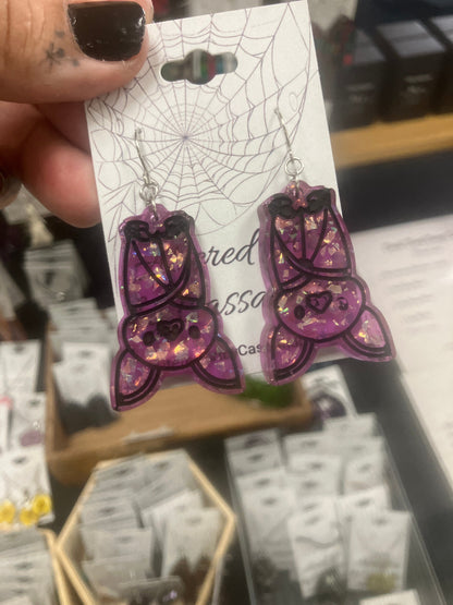 Spooky Resin Earrings: Bats, Skulls, Spiderwebs & More