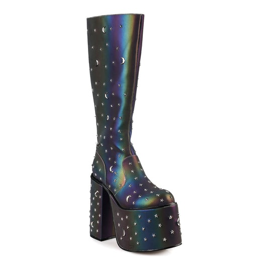 Eclipse Spectrum Knee High Platform Boots