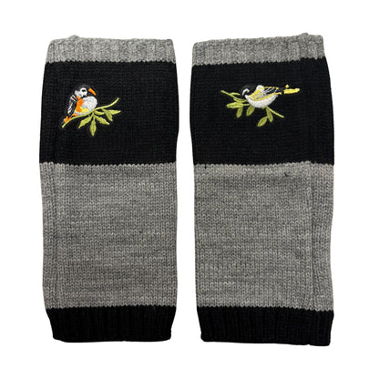 Bird Applique Arm Warmers | Fingerless Gloves