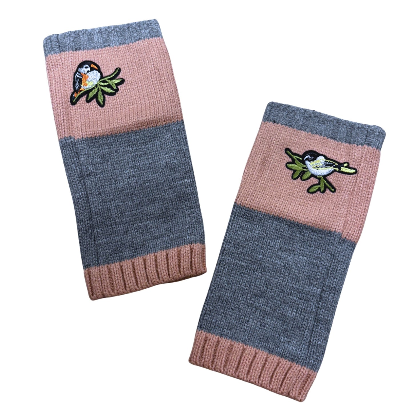 Bird Applique Arm Warmers | Fingerless Gloves