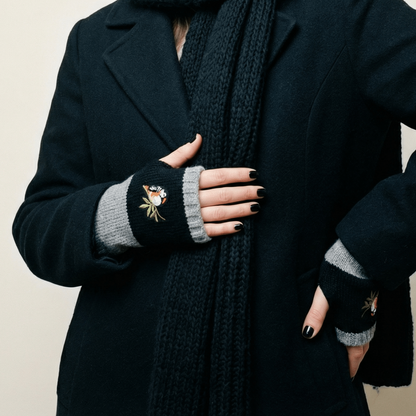 Bird Applique Arm Warmers | Fingerless Gloves