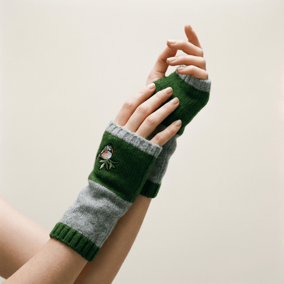 Bird Applique Arm Warmers | Fingerless Gloves