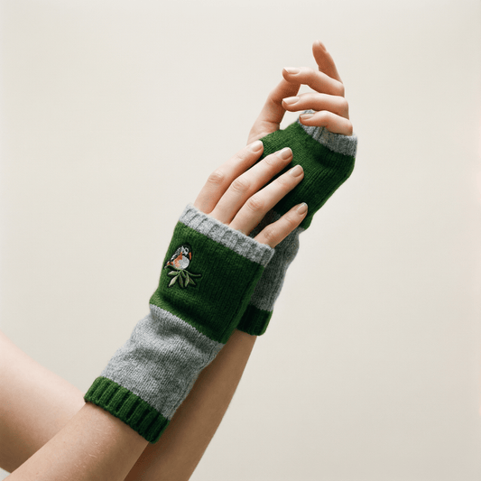 Bird Applique Arm Warmers | Fingerless Gloves