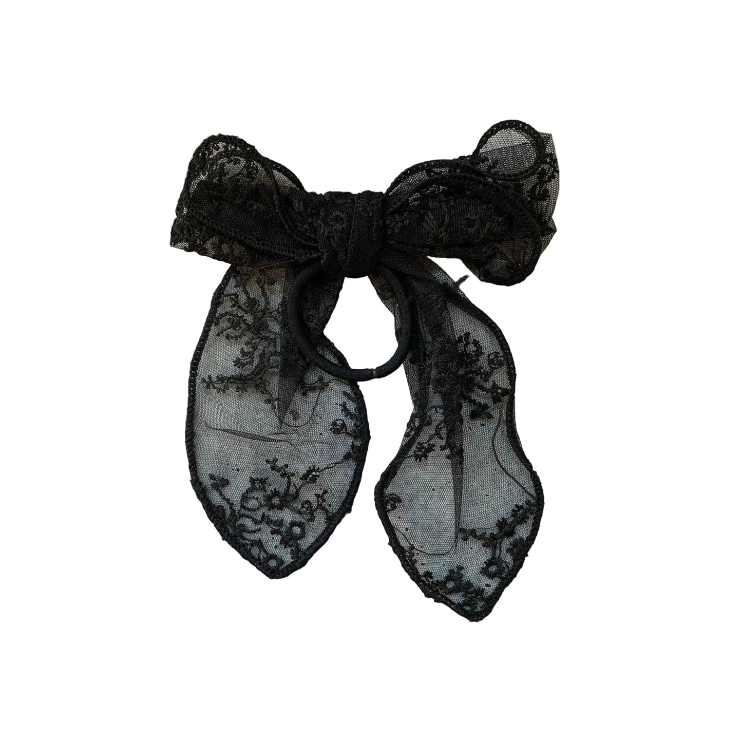 Black Lace Hair Bow with Hair Elastic