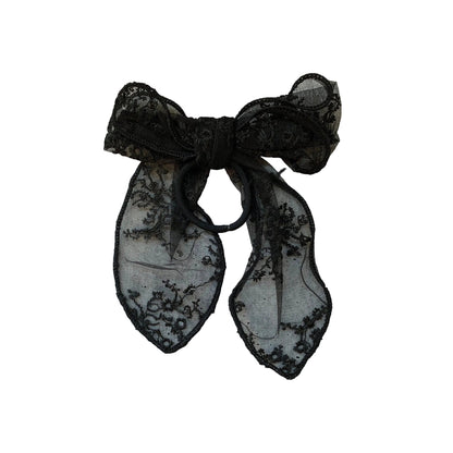 Black Lace Hair Bow with Hair Elastic