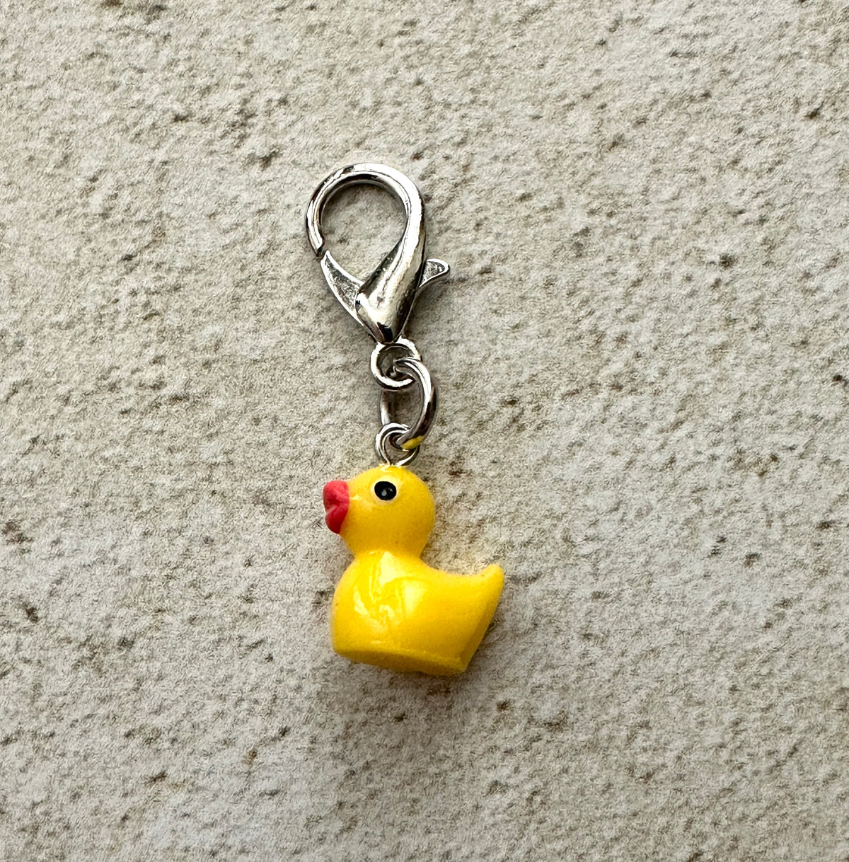Yellow Rubber Duck Zipper Pull Bag Charm Keychain