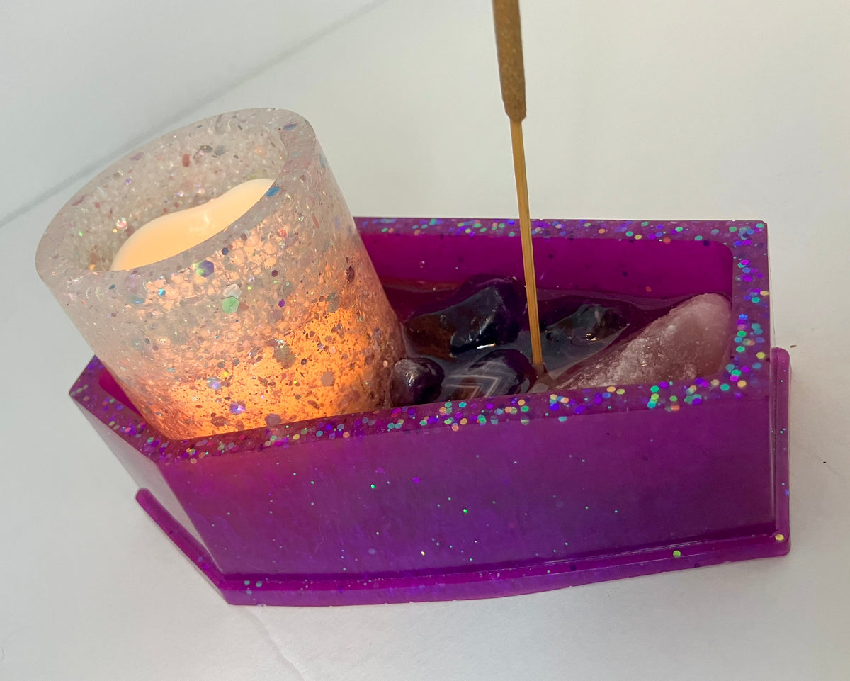 Resin Coffin Votive Holder & Incense Burner
