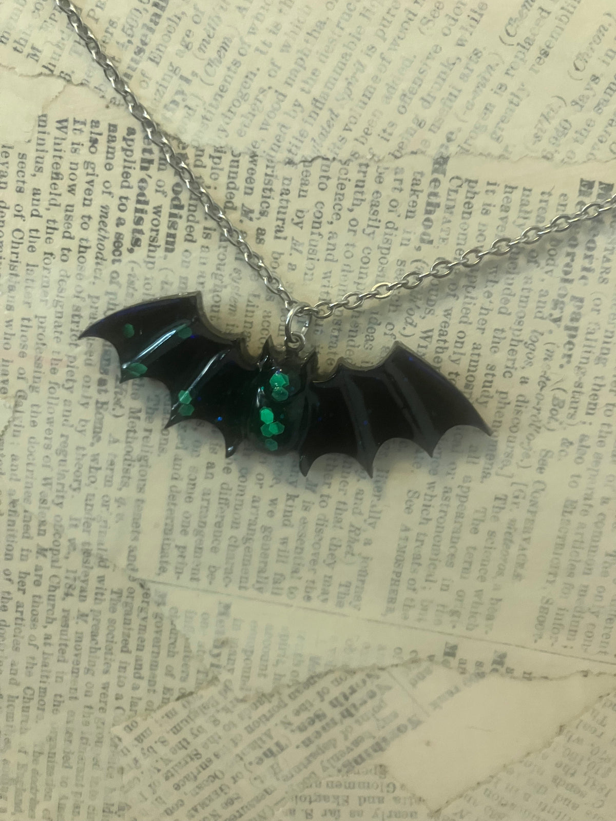 Handmade Resin Bat Pendant Necklaces