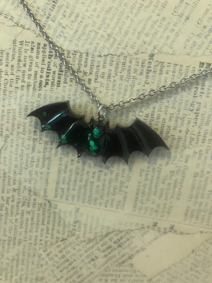 Handmade Resin Bat Pendant Necklaces