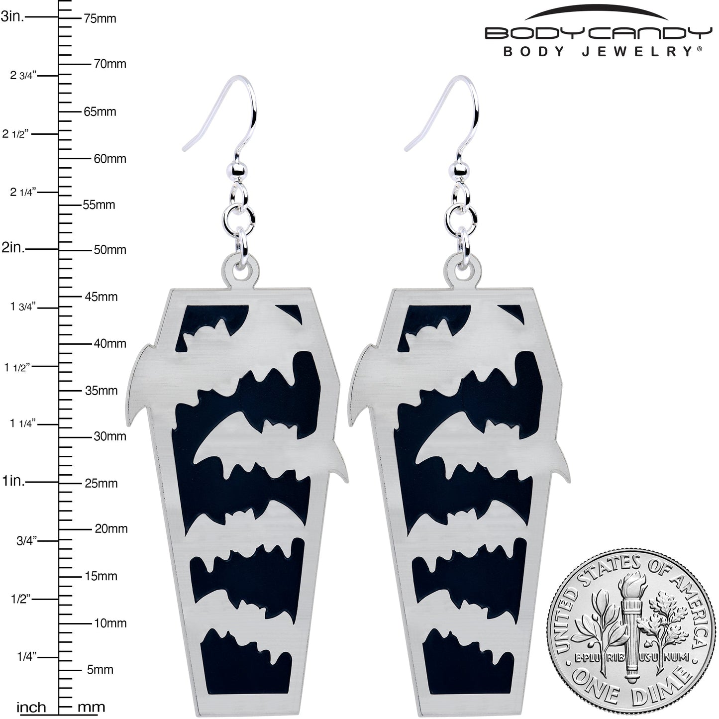 Glowing Bats Coffin Glow in the Dark Dangle Earrings by Onyx O