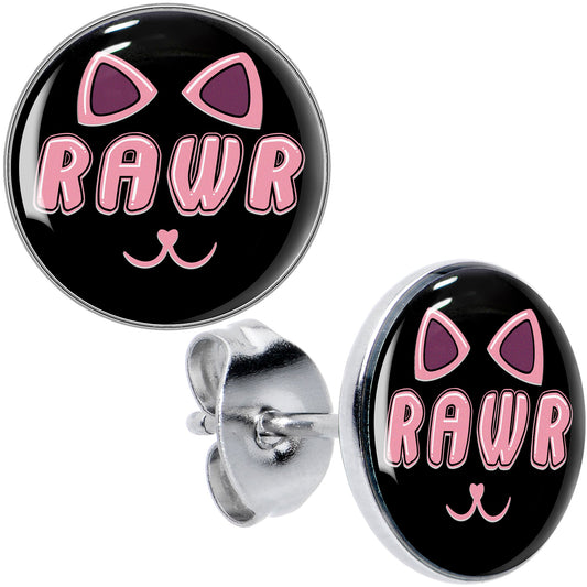 RAWR Kitty Cat Stud Earrings - Shadow Threadz Crypt