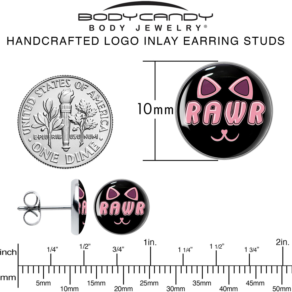 RAWR Kitty Cat Stud Earrings - Shadow Threadz Crypt