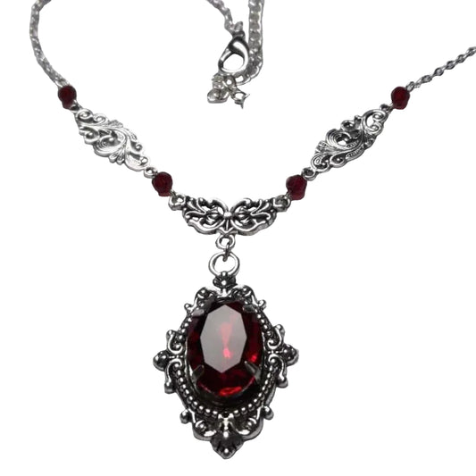 Crimson Oath Red Crystal Gothic Necklace