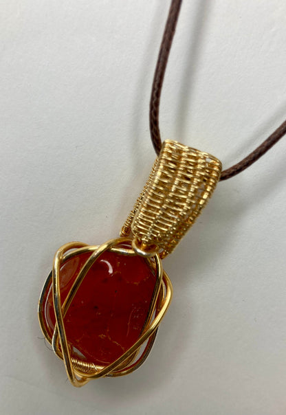 Wire Wrapped Stone Pendants, Silver and Gold Plated Copper Wire