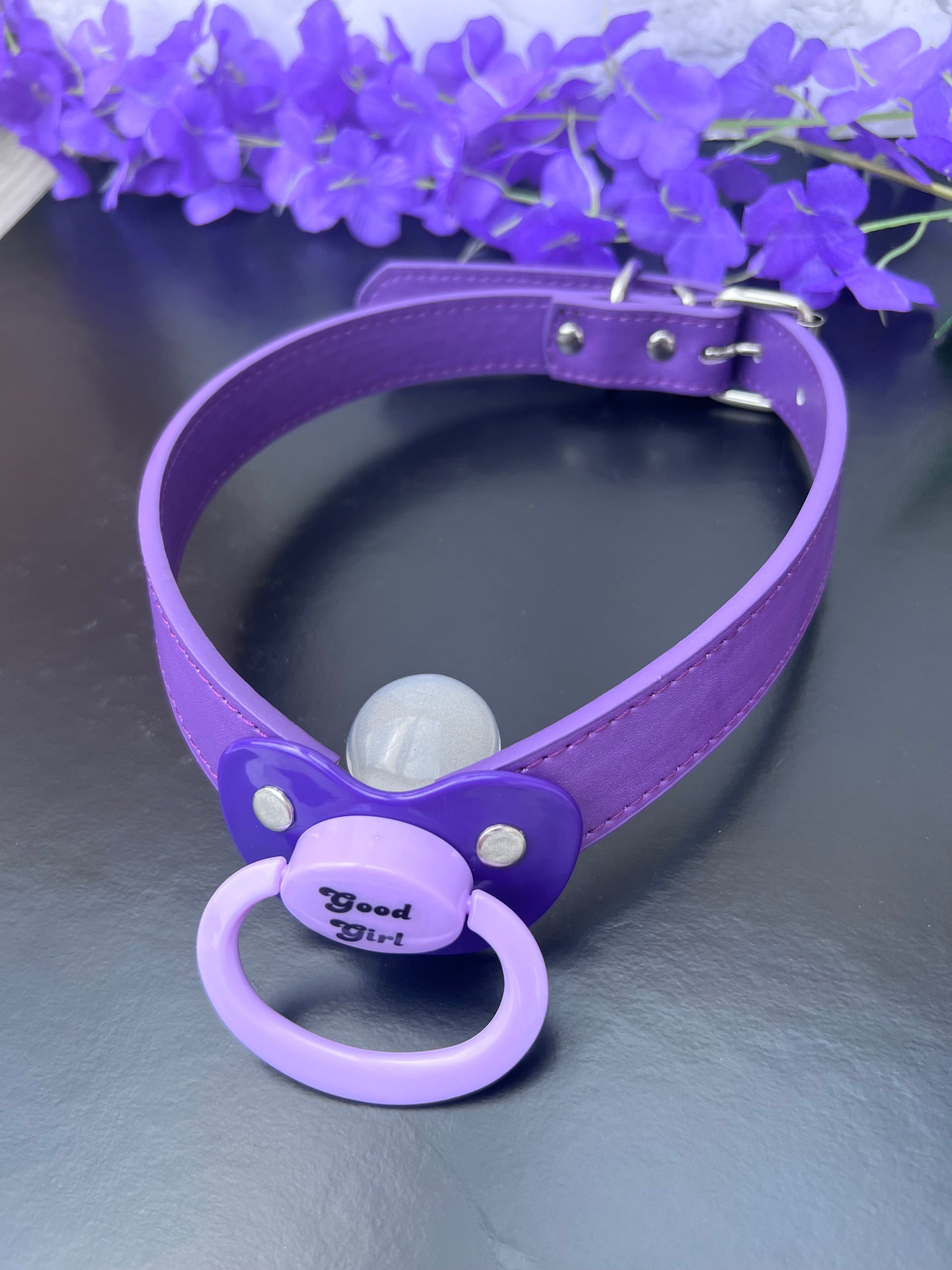 Good Girl Adult Purple Pacifier Gag