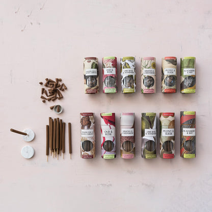 Peony & Suede Incense Cones with Ceramic Holder