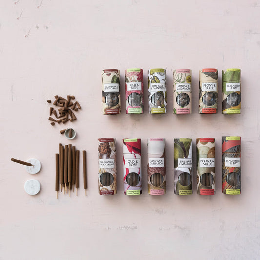 English Oak & Black Currant Incense Cones with Ceramic Holder