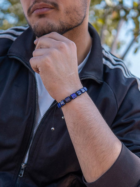 Men’s Blue Lapis Lazuli Beaded Bracelet Havana