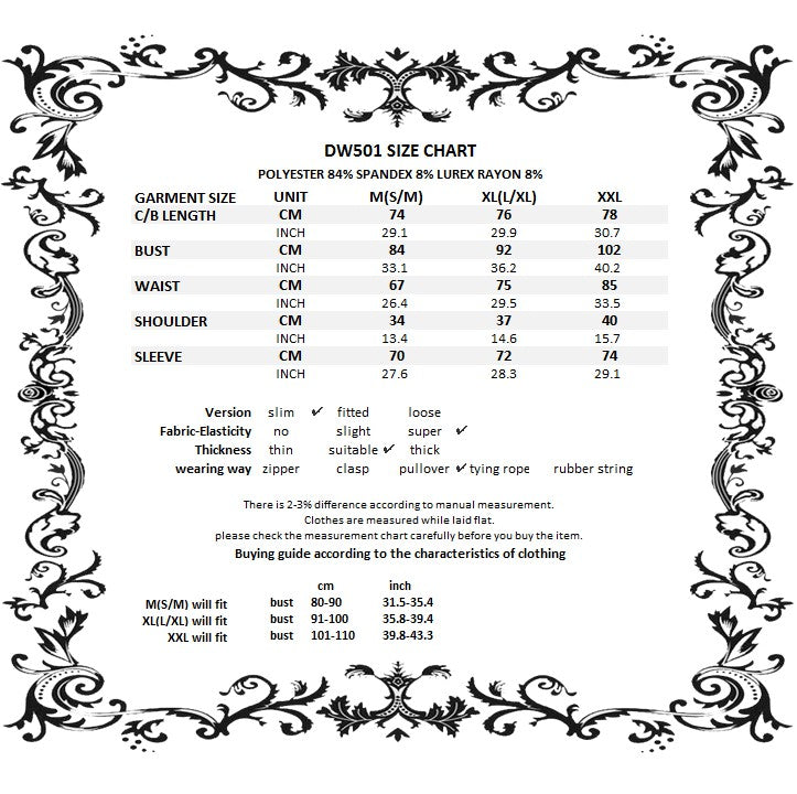 Velvet Nocturne Puff-Sleeve Dress size chart