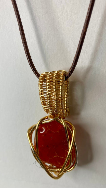 Wire Wrapped Stone Pendants, Silver and Gold Plated Copper Wire