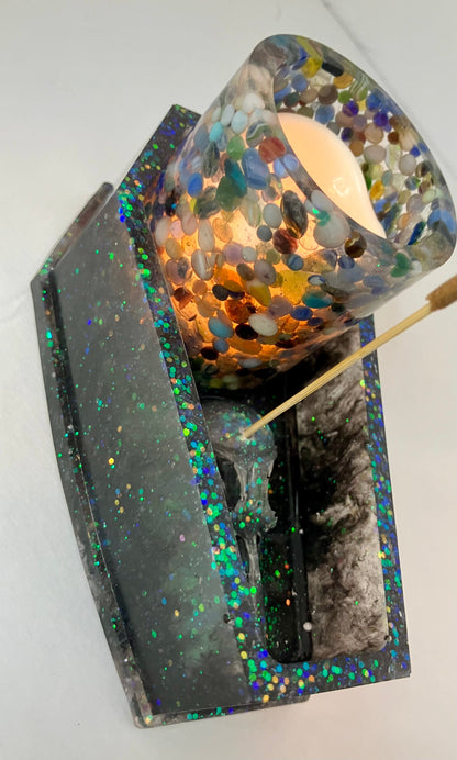Resin Coffin Votive Holder & Incense Burner