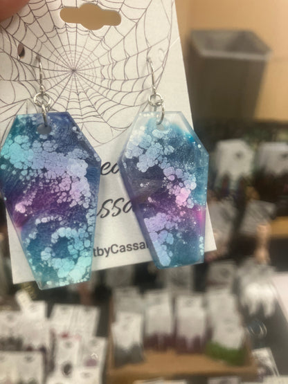 Holographic Coffin Resin Earrings