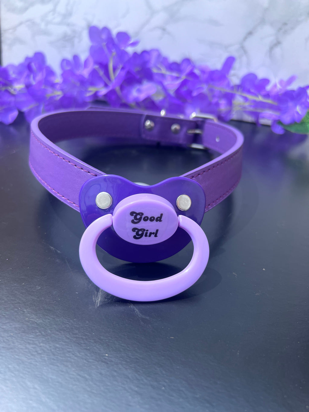 Good Girl Adult Purple Pacifier Gag