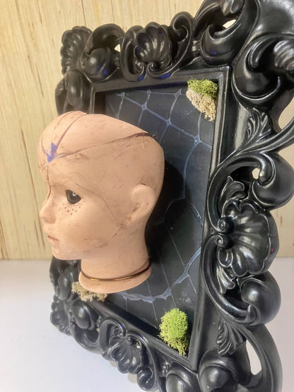 Light-Up Broken Doll Art — Framed Mixed Media