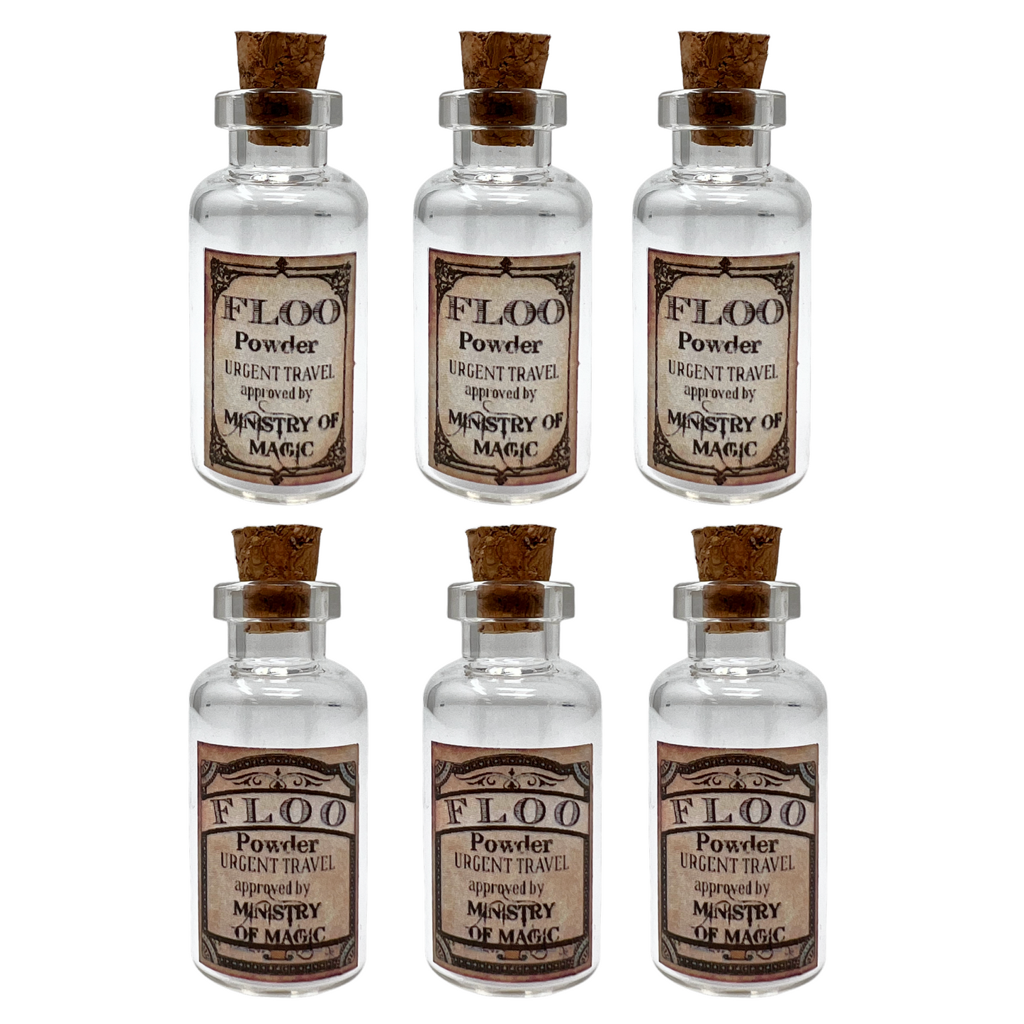 6pcs DIY art and craft floo powder glass bottles