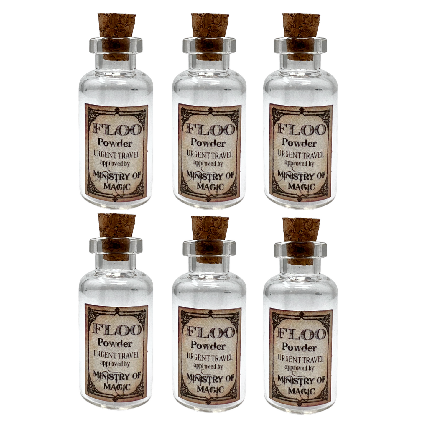 6pcs DIY art and craft floo powder glass bottles