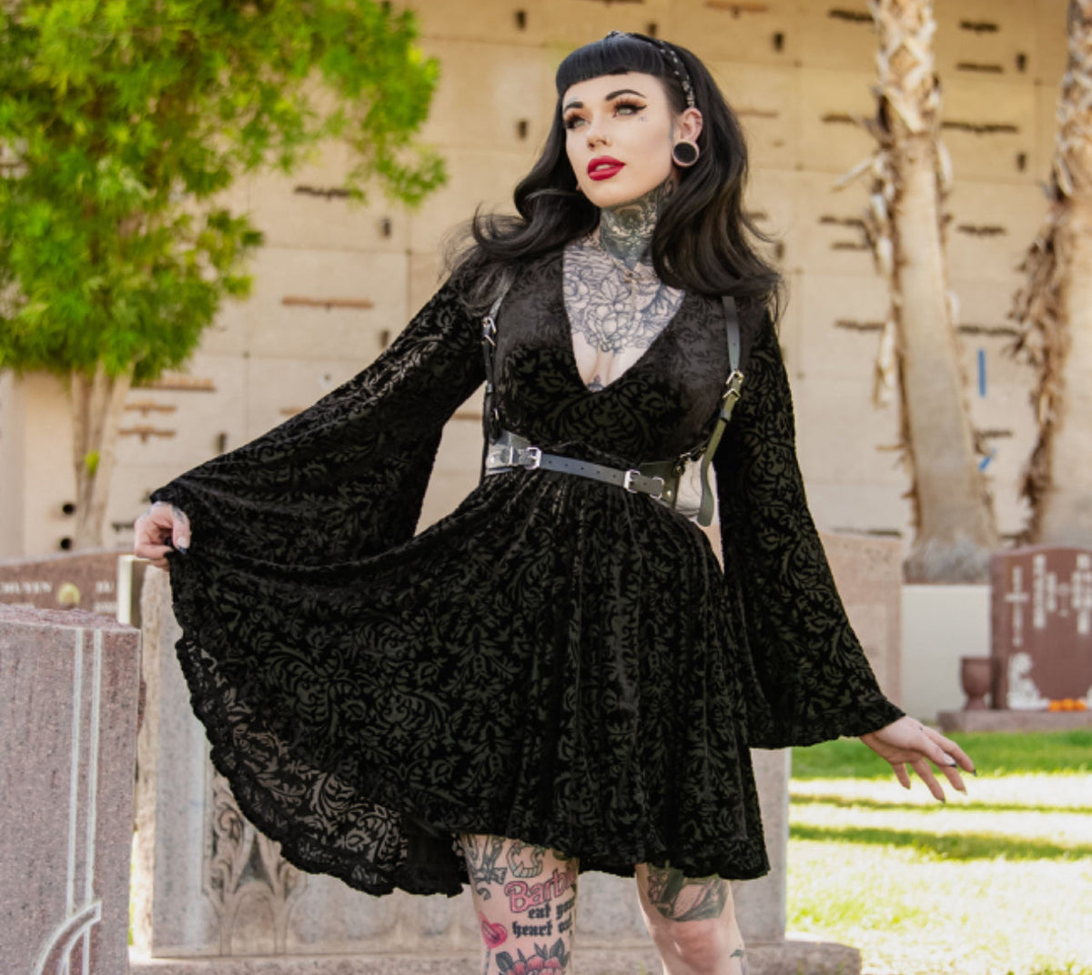 Nyx Velvet Damask Harness Dress