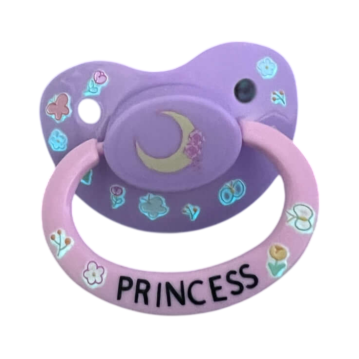Glow In The Dark Adult Pacifier - Flowers and Moon
