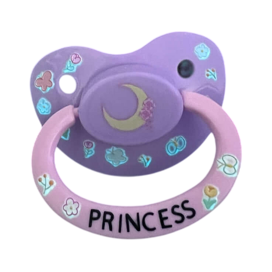 Glow In The Dark Adult Pacifier - Flowers and Moon - Shadow Threadz Crypt