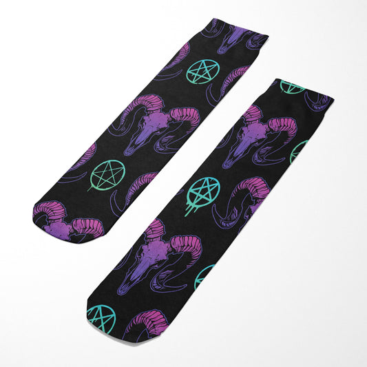 Goat Skulls and Pentacles Socks