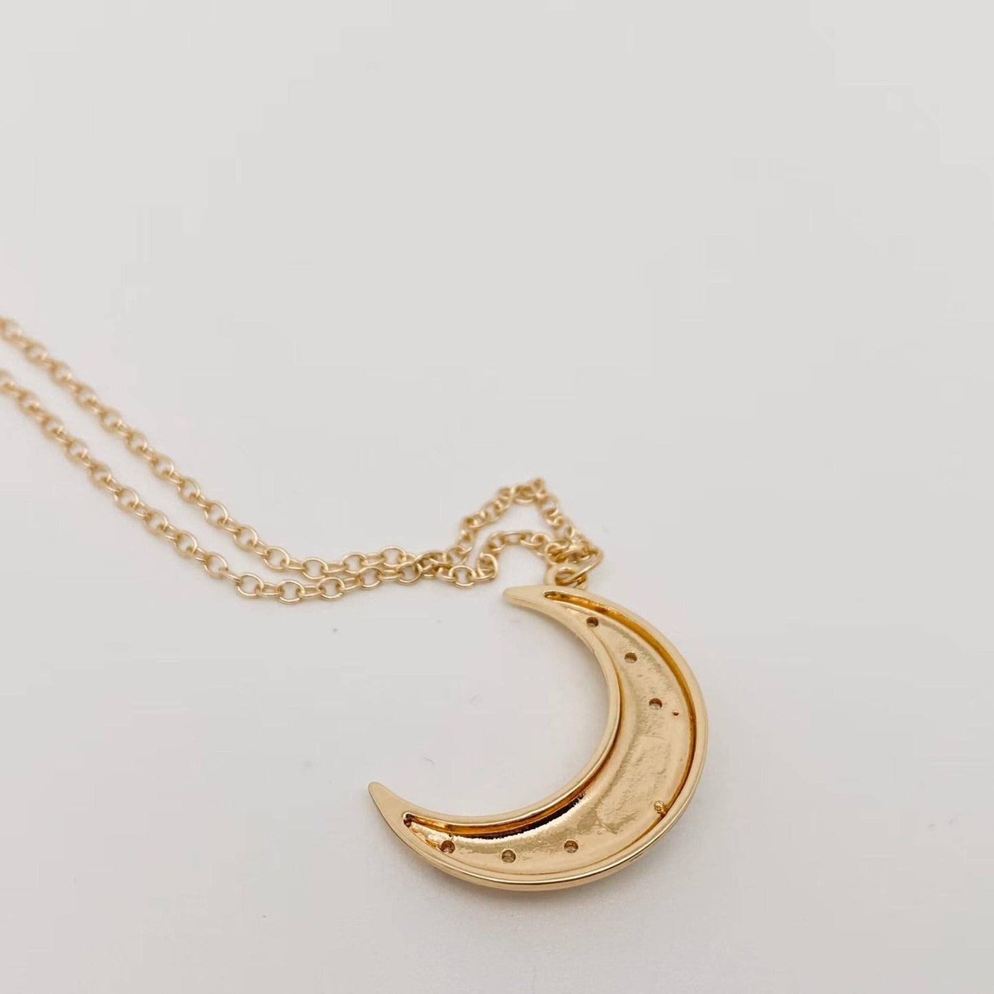 Golden Star Moon Inlaid Opal Pendant Necklace
