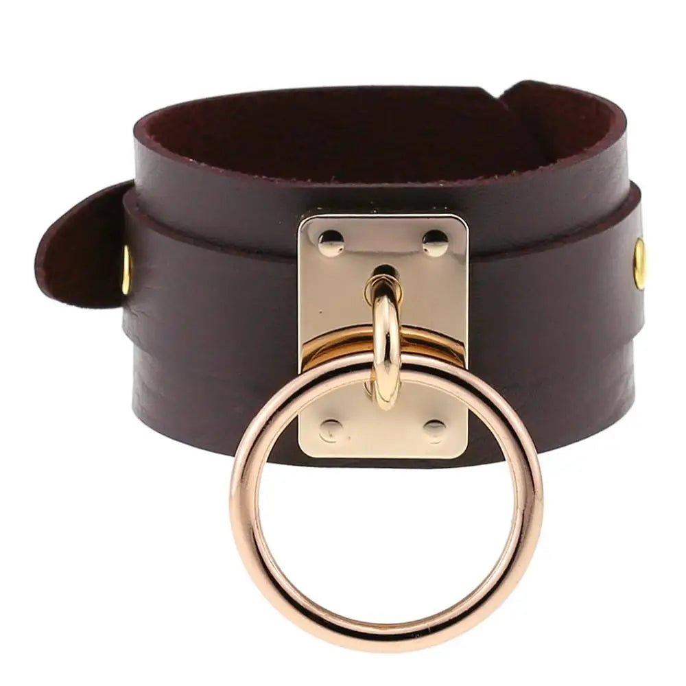 Gold O-Ring Bondage Bracelet - Shadow Threadz Crypt