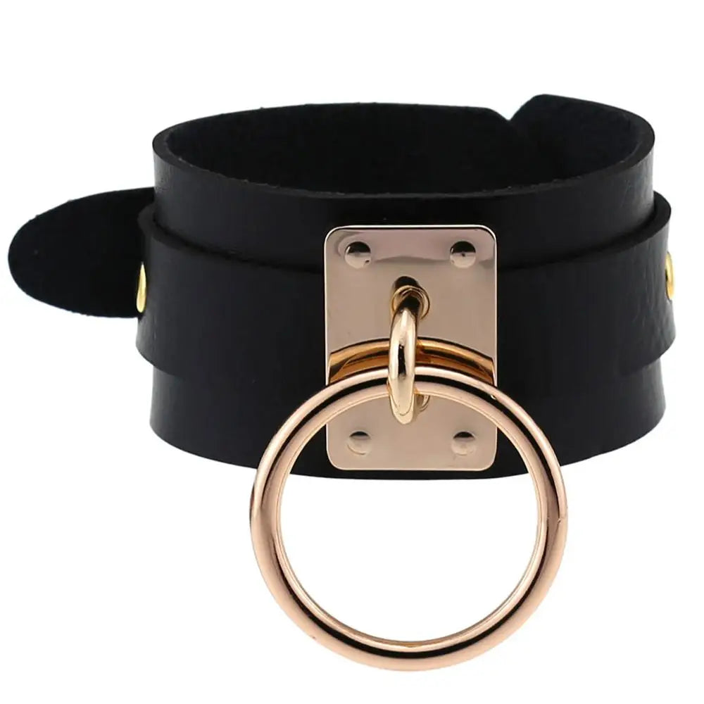 Gold O-Ring Bondage Bracelet - Shadow Threadz Crypt