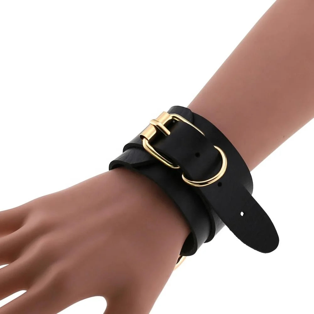 Gold O-Ring Bondage Bracelet - Shadow Threadz Crypt