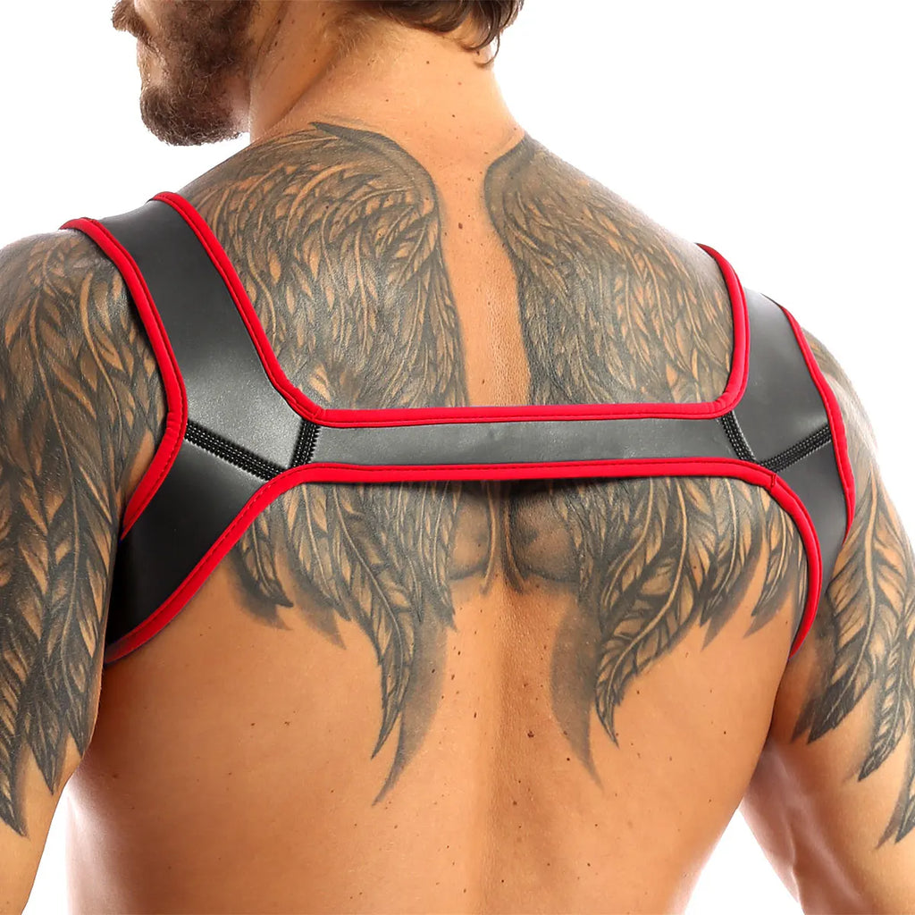 Red Neoprene Wide Shoulder Harness - Shadow Threadz Crypt
