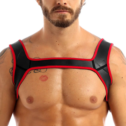 Red Neoprene Wide Shoulder Harness - Shadow Threadz Crypt
