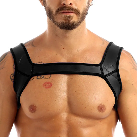 Black Neoprene Wide Shoulder Harness - Shadow Threadz Crypt