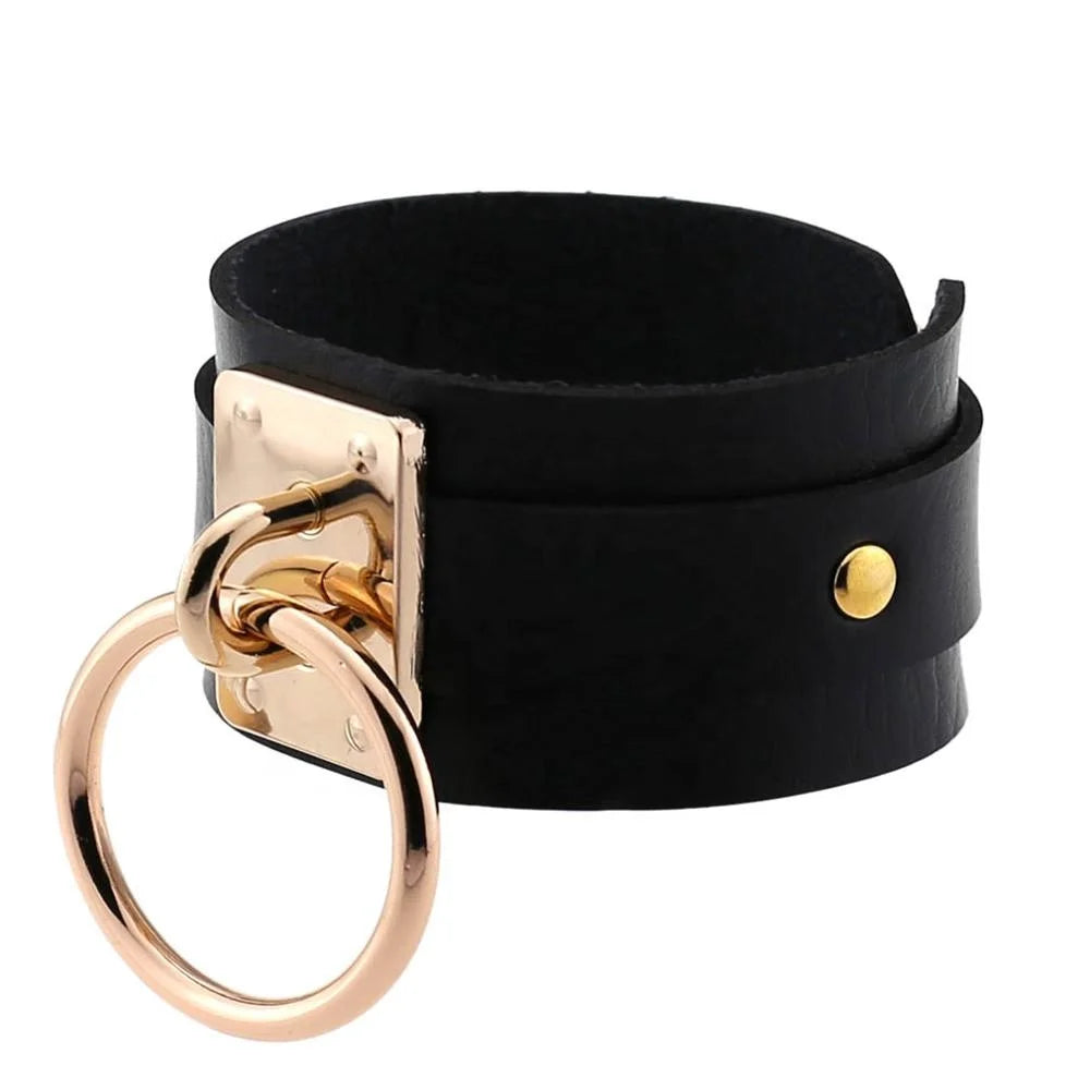Gold O-Ring Bondage Bracelet - Shadow Threadz Crypt