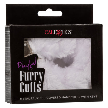 Playful White Furry Cuffs