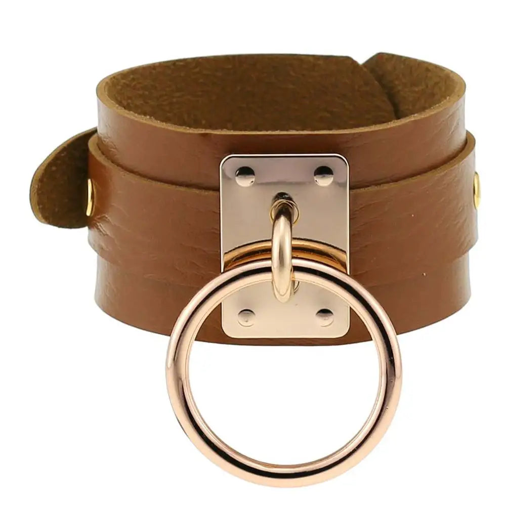 Gold O-Ring Bondage Bracelet - Shadow Threadz Crypt