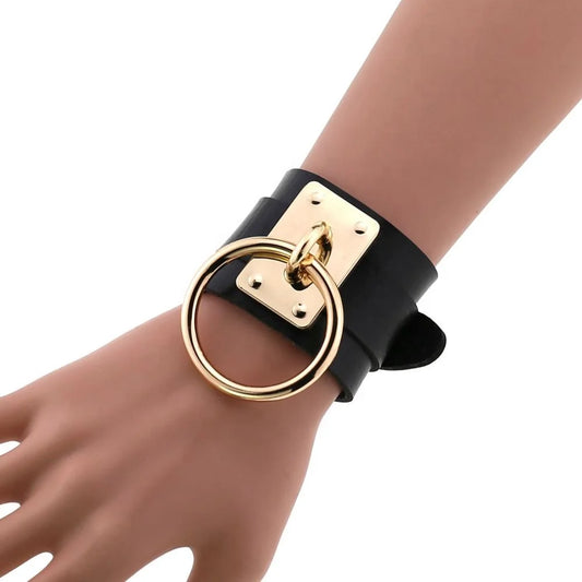 Gold O-Ring Bondage Bracelet - Shadow Threadz Crypt