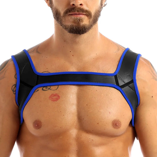 Blue Neoprene Wide Shoulder Harness - Shadow Threadz Crypt
